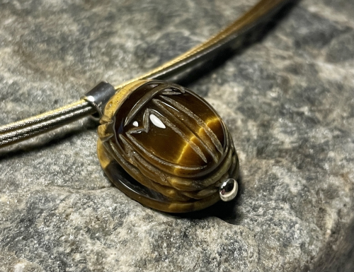 Skarabäus Anhänger Tigerauge 925 Silber